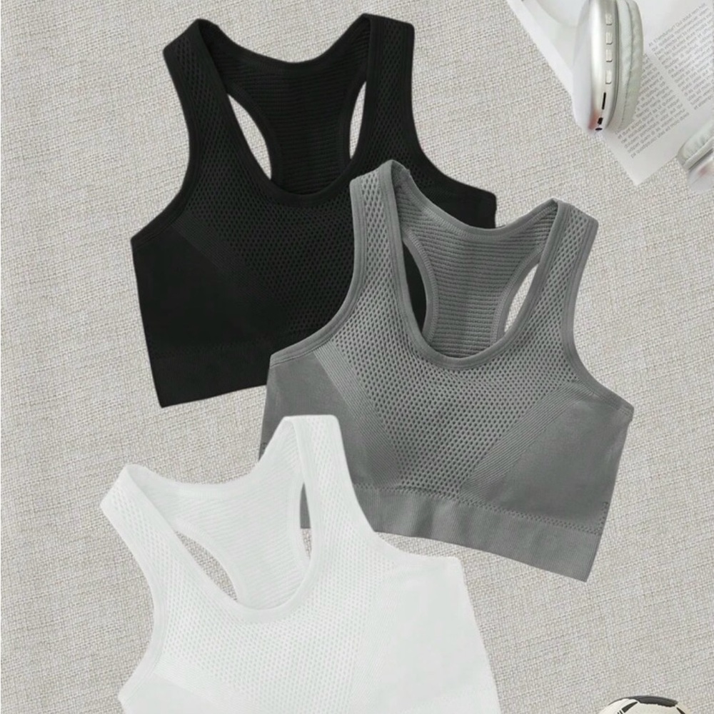 Women's Black, Gray, and White Sports Bras